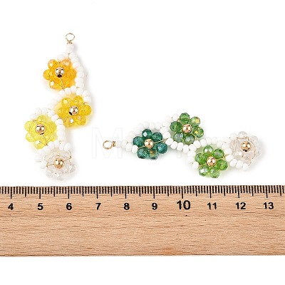 Baking Paint Glass Seed Beaded Big Pendants PALLOY-MZ01393-1
