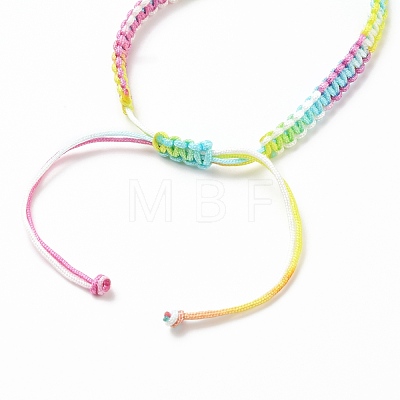 Adjustable Segment Dyed Polyester Thread Braided Beaded Bracelet Making AJEW-JB00790-03-1