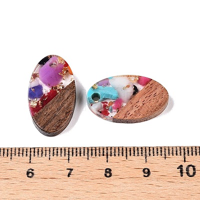 Transparent Resin and Walnut Wood Pendants RESI-T057-03L-1