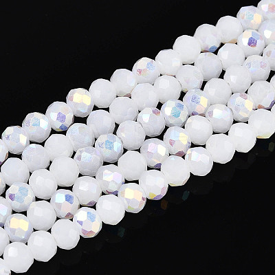 AB Color Plated Opaque Glass Rondelle Beads Strands EGLA-T029-4mm-09B-1