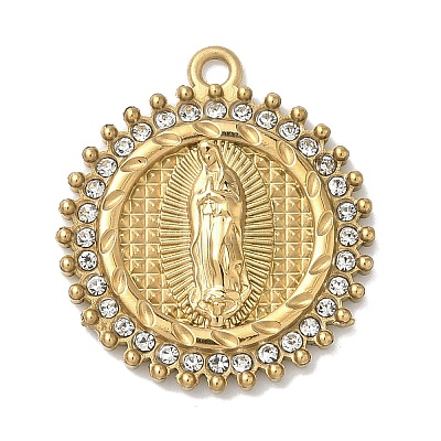 304 Stainless Steel & Rhinestone Pendants STAS-G371-09G-01G-1