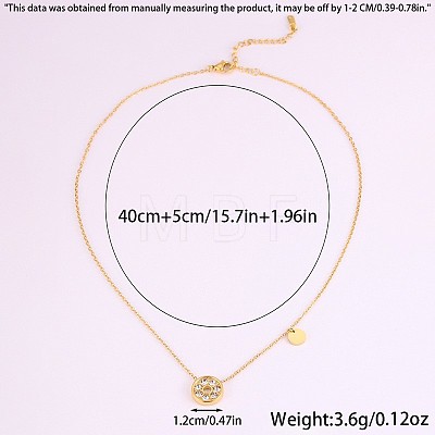 304 Stainless Steel Crystal Rhinestone Flat Round Pendant Necklaces for Women WG4D5C1-01-1