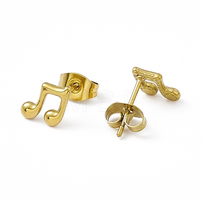 Vacuum Plating 304 Stainless Steel Tiny Musical Note Stud Earrings for Women EJEW-P212-05G-1