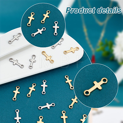   60Pcs 2 Colors Ion Plating(IP) 304 Stainless Steel Connector Charms STAS-PH0004-99-1