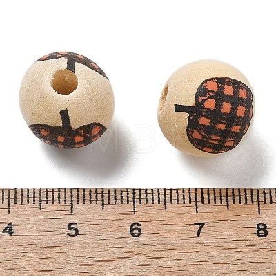 Halloween Printed Schima Wood European Beads WOOD-G023-07A-1