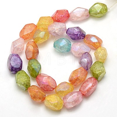 Electroplate AB Color Plated Synthetic Crackle Quartz Nuggets Beads Strands G-L151-02B-1