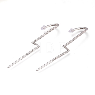 Brass Micro Pave Cubic Zirconia Ear Wrap Crawler Hook Earrings EJEW-O097-04P-01-1