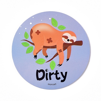 Sloth Clean Dirty Double Sided Dish Washer Magnet Sign AJEW-D044-06B-1