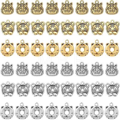 SUPERFINDINGS 48Pcs 6 Style Tibetan Style Alloy Pendants TIBEP-FH0001-19-1