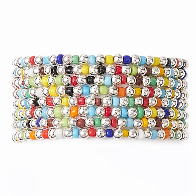 Glass Beads Beaded Stretch Bracelets BJEW-JB10957-1