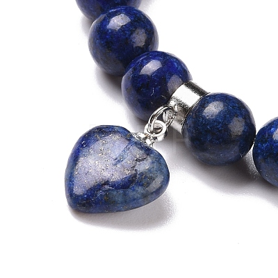 Natural Lapis Lazuli Beads Charm Bracelets BJEW-K164-B05-1