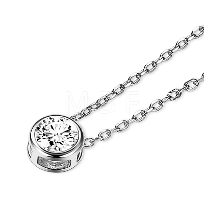 TINYSAND Rhodium Plated 925 Sterling Silver Rhinestone Pendant Necklace TS-N396-ST-1