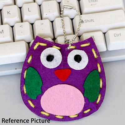 DIY Owl Non Woven Fabric Embroidery Keychain Kits DIY-F071-04-1
