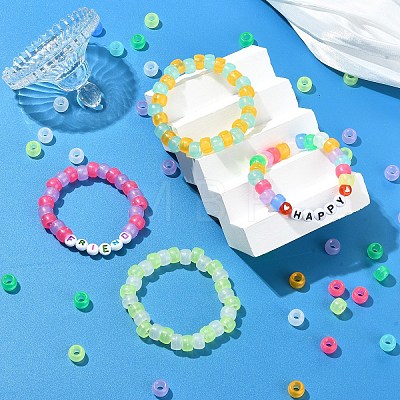 200Pcs 8 Colors Transparent & Luminous Plastic Beads KY-YW0001-87-1