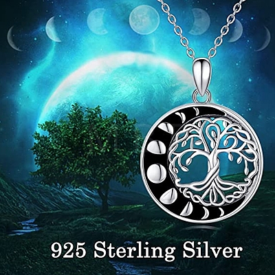 Rhodium Plated 925 Sterling Silver Tree of Life Pendant Necklaces PW-WGD3068-01-1