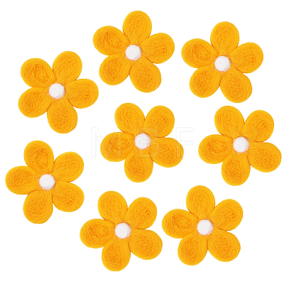 8Pcs Daisy Flower Wool Felt Fabric Costume Accessories AJEW-PH0008-82B-1