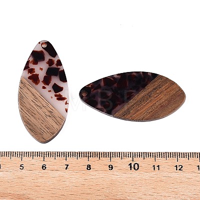 Transparent Resin and Walnut Wood Pendants RESI-T057-05B-1