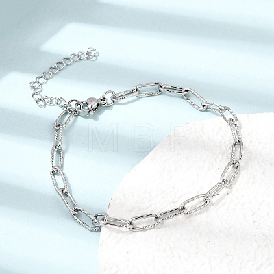 4MM 304 Stainless Steel Textured Paperclip Chain Bracelets for Man and Women SA-CBAB767-11P-1