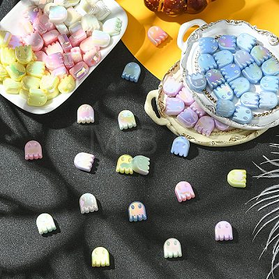 20Pcs UV Plating Acrylic Beads OACR-YW0005-01-1