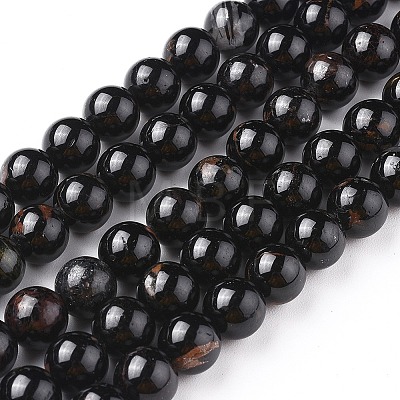 Natural Black Tourmaline Beads Strands G-F666-05-8mm-1