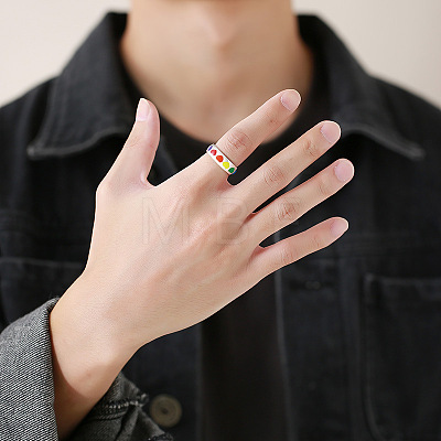 Rainbow Color Pride Flag Enamel Heart Finger Ring RABO-PW0001-035E-P-1