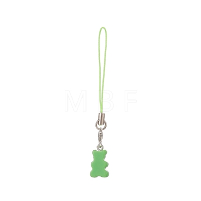 Opaque Resin Bear Mobile Straps HJEW-JM00893-1