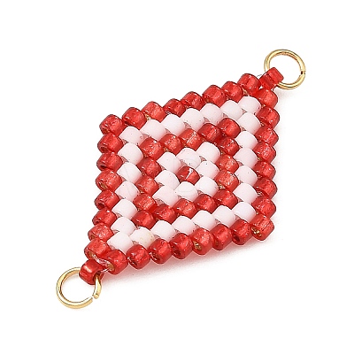 Glass Seed Beads Connector Charms PALLOY-MZ01416-02-1