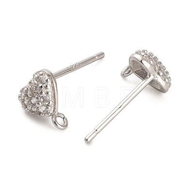 Rhodium Plated 925 Sterling Silver Ear Stud Findings STER-F058-01P-09-1