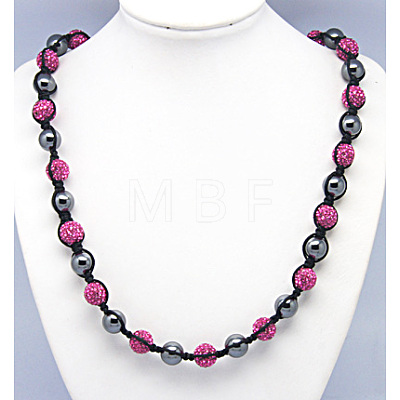 Fashion Polymer Clay Rhinestone Necklaces X-NJEW-Q172-4-1