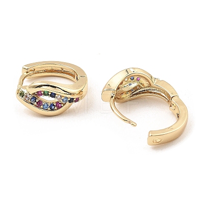 Brass with Colorful Cubic Zirconia Hoop Earrings EJEW-D078-33KCG-1