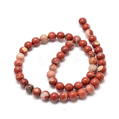Natural Red Jasper Beads Strands G-P075-56-6mm-1