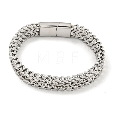 Tarnish Resistant 201 Stainless Steel Wheat Chain Bracelets with Magnetic Clasps for Women and Men BJEW-F473-06P-02-1