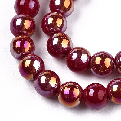 Electroplate Opaque Glass Beads Strands GLAA-T032-P6mm-AB05-1