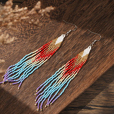 Handmade Glass Beaded Dangle Earrings VI8065-1