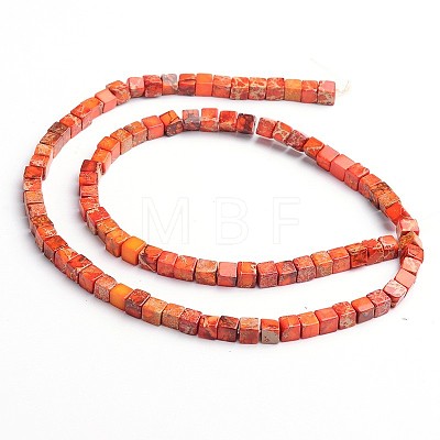 Dyed Natural Imperial Jasper Cube Beads Strands G-M273-06-6mm-1