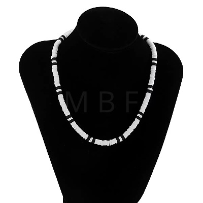 Bohemian Black and White Polymer Clay Heishi Beaded Necklaces for Men DR8717-1