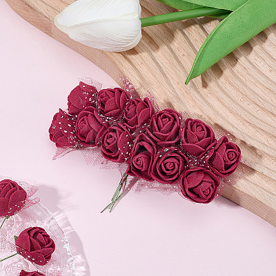 288Pcs Foam & Iron Artificial Flower AJEW-SP0003-58B-1