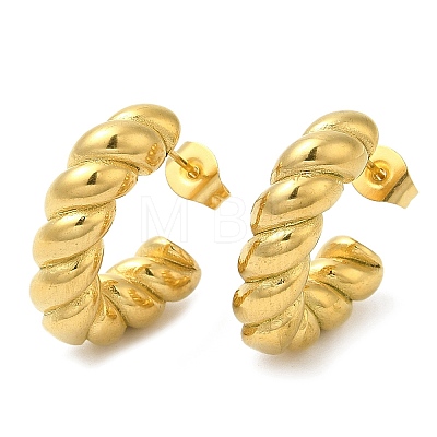 Ion Plating(IP) 304 Stainless Steel Rope Chains Stud Earrings EJEW-B026-10G-1