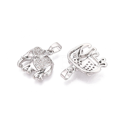 Brass Micro Pave Clear Cubic Zirconia Pendants KK-Q073-04P-1