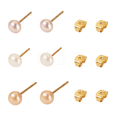 925 Sterling Silver Round Stud Earrings EJEW-TAC00028-1