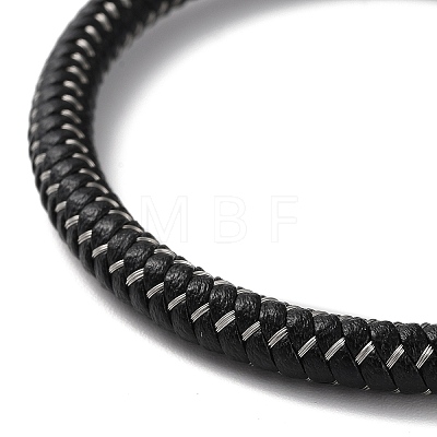 Leather Braided Round Cord Bracelet BJEW-F460-01EB-1