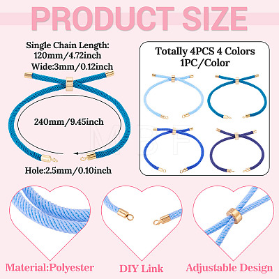 4Pcs 4 Colors Polyester Cord Bracelet Making MAK-TA0001-42-1