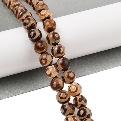 Natural Tibetan 3-Eye dZi Agate Beads Strands G-A240-A02-01-1