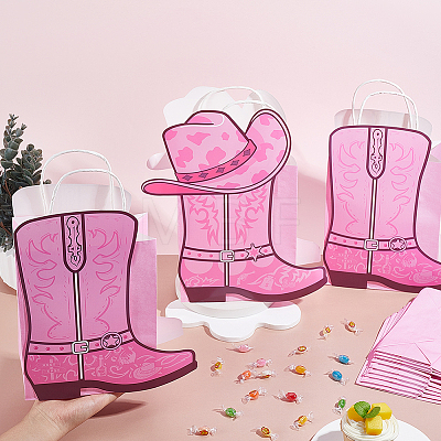 12Pcs 2 Styles Cowboy Boot Shape Paper Gift Tote Bags Kits ABAG-WH0083-013A-1