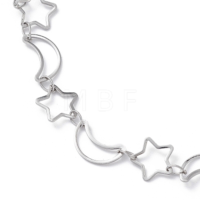 Non-Tarnish 304 Stainless Steel Star & Moon Link Chain Anklets for Men Women LS-STAS-B039-15P-1