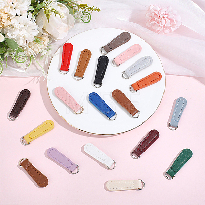 38Pcs 19 Styles PU Leather Zipper Pull Tabs FIND-ME0004-16-1