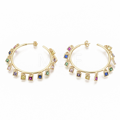 Brass Dangle Stud Earrings EJEW-S208-012-1
