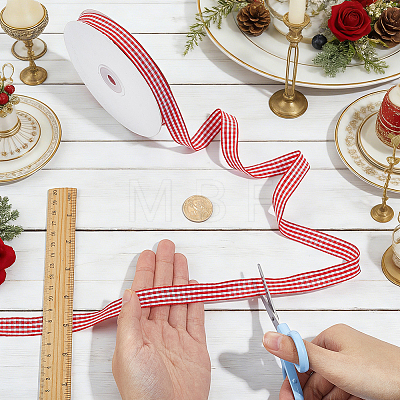 Polyester Tartan Ribbon OCOR-WH0082-574B-01-1