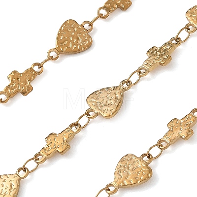 Hammered 304 Stainless Steel Triangle & Cross Link Chains SA-CBA21A8-01G-02-1