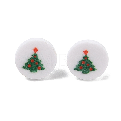 Christmas Theme Acrylic Stud Earrings for Women EJEW-U016-08P-1